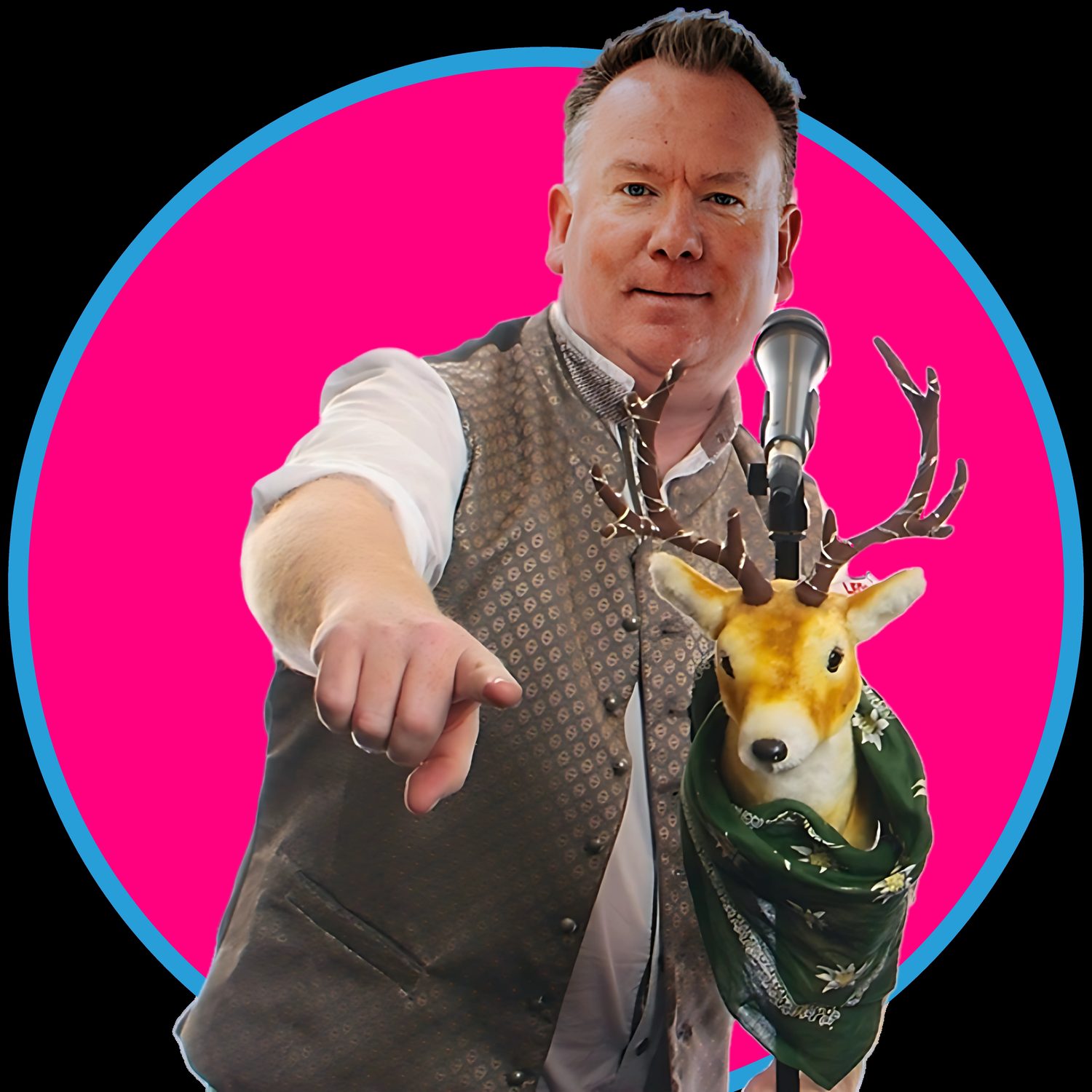 Ronald van KRYNER PARTY mit Ronald live in actie op het podium